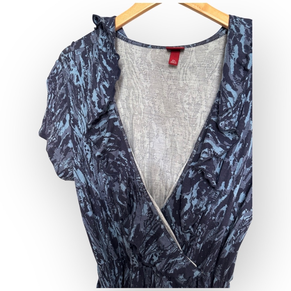 Merona NWT Women’s Summer Ruffle V-Neck Empire Waist Dress, Blue, Size XL P26 - Picture 8 of 10